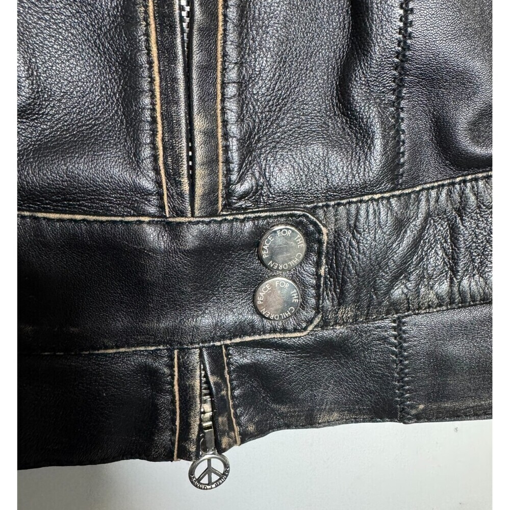Donald J Pliner Women's XS Black Leather Studded Skull Moto Vest Made Italy - Picture 7 of 13